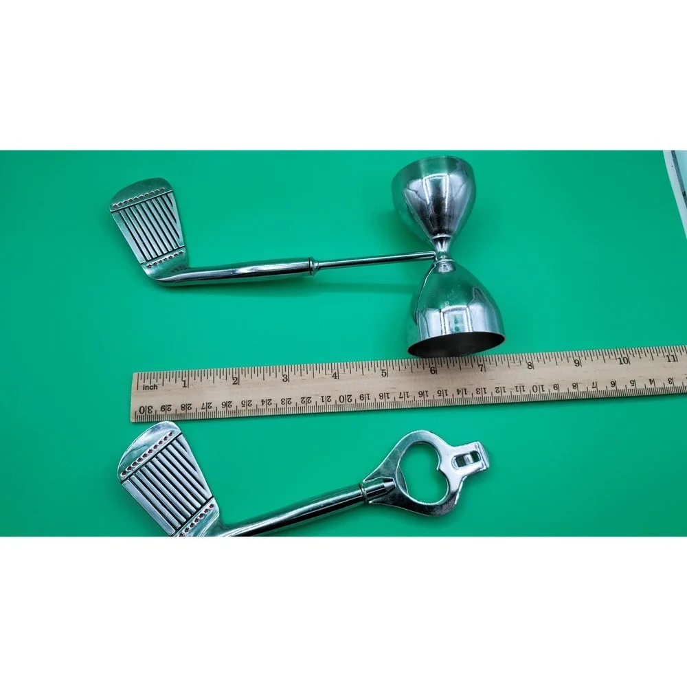 Set Of 5 Barware Bar tools Silvertone CHROME JAPAN‎ Vtg MCM Golf club handles